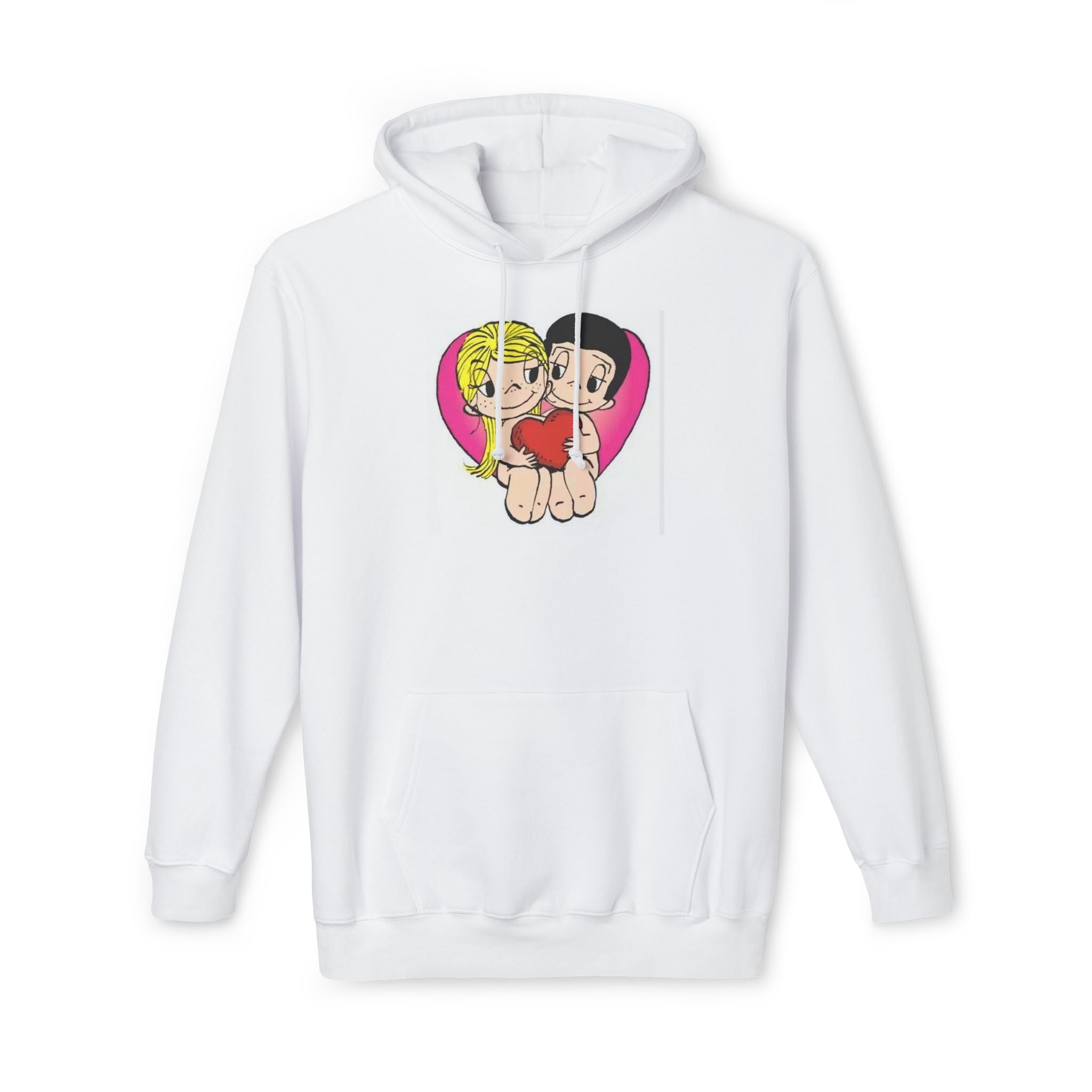 Retro Kawaii Couple Heart Hoodie – Cute Vintage Cartoon Lovers Sweatshirt