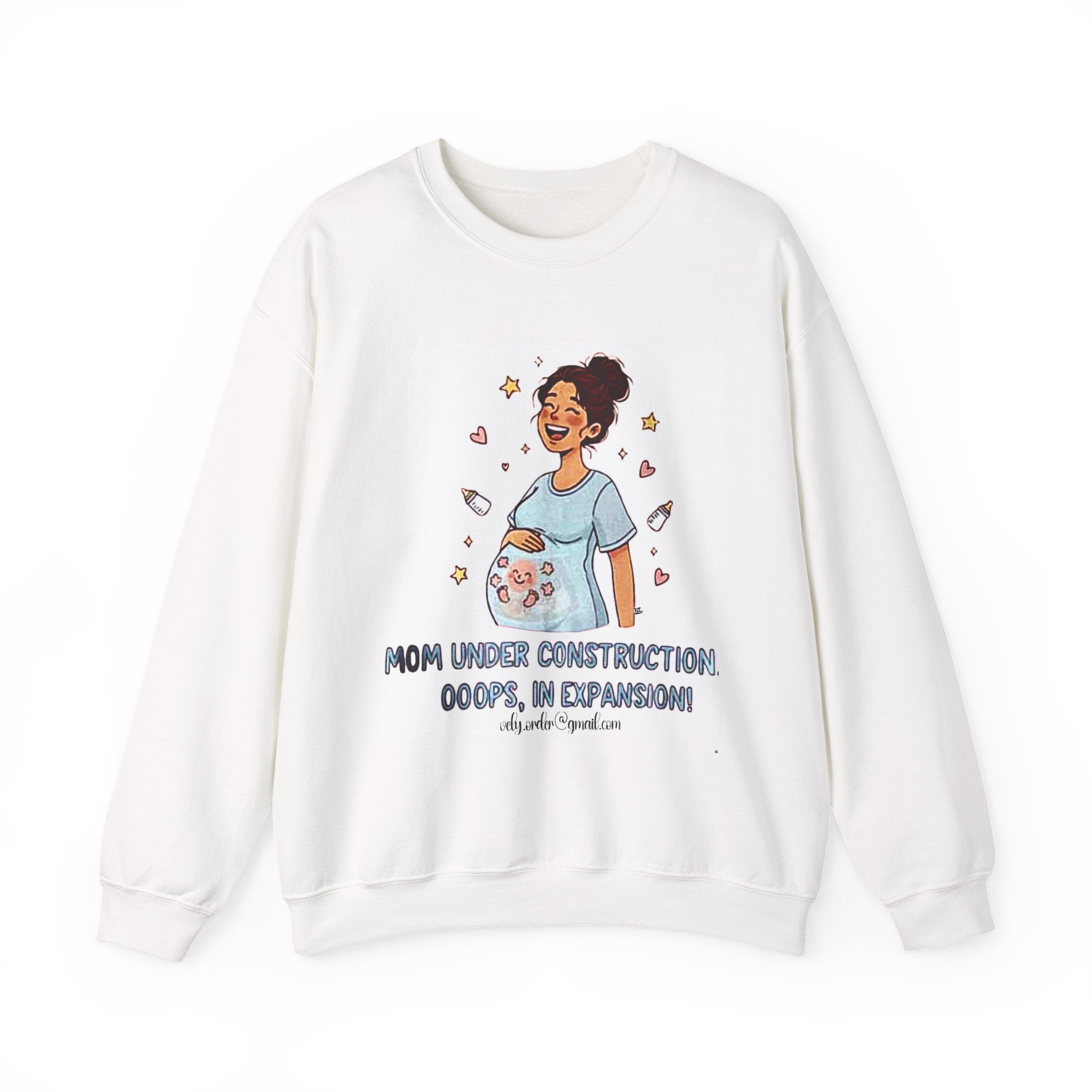 Maternity Crewneck Sweatshirt — "Mom Under Construction… Oops, I’m Expanding!"