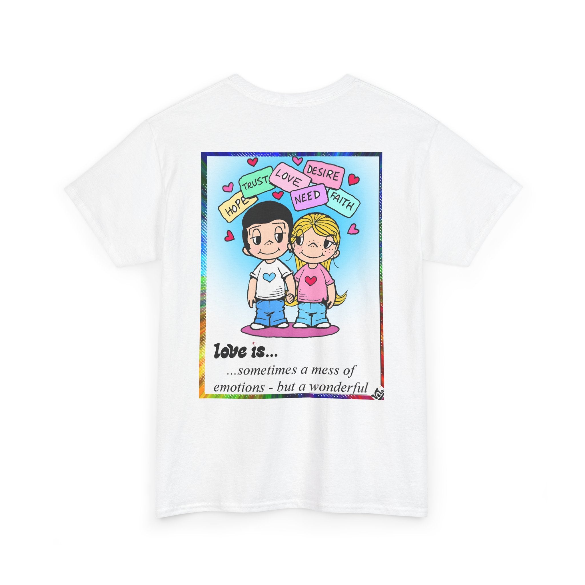 Love Is... Couples Graphic Tee — "Love is..." Romantic Cartoon Shirt for Valentine's Day