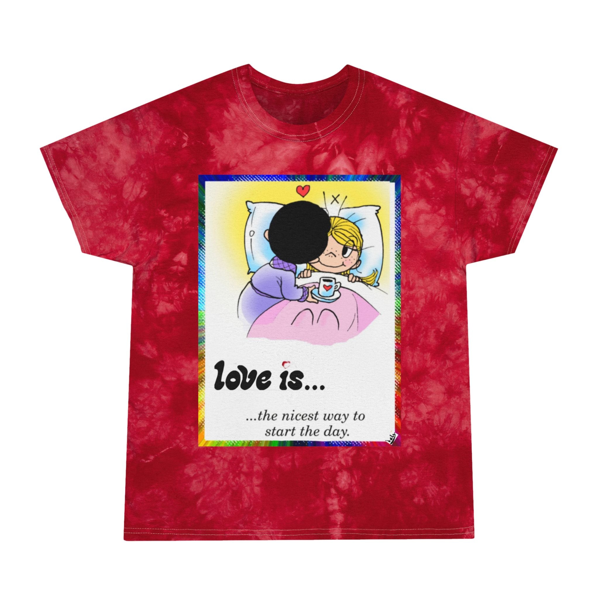 Tie-Dye Tee — "Coffee in Bed" Graphic T-Shirt