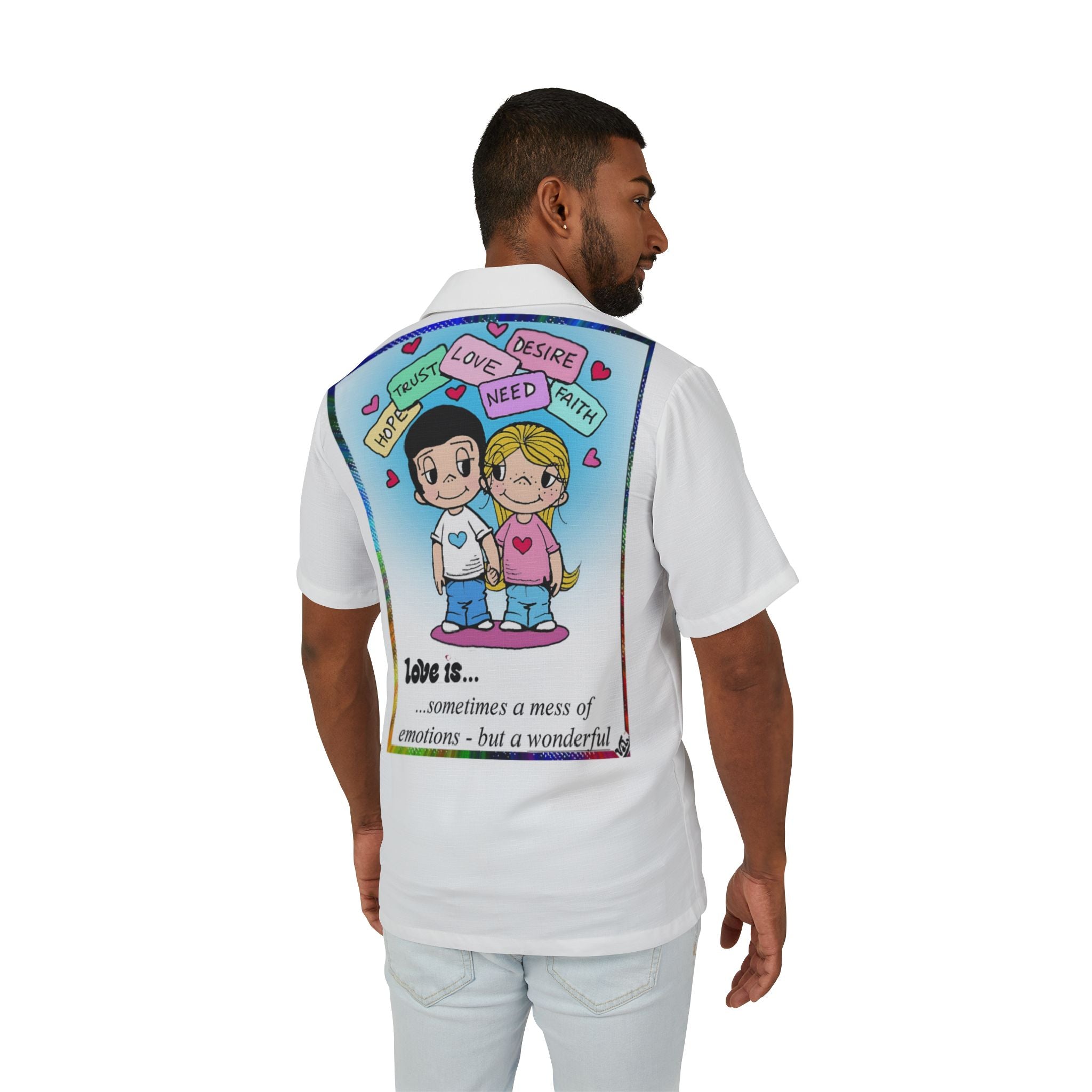 Men's Hawaiian Camp Shirt — Cheerful Floral AOP Gift Tee