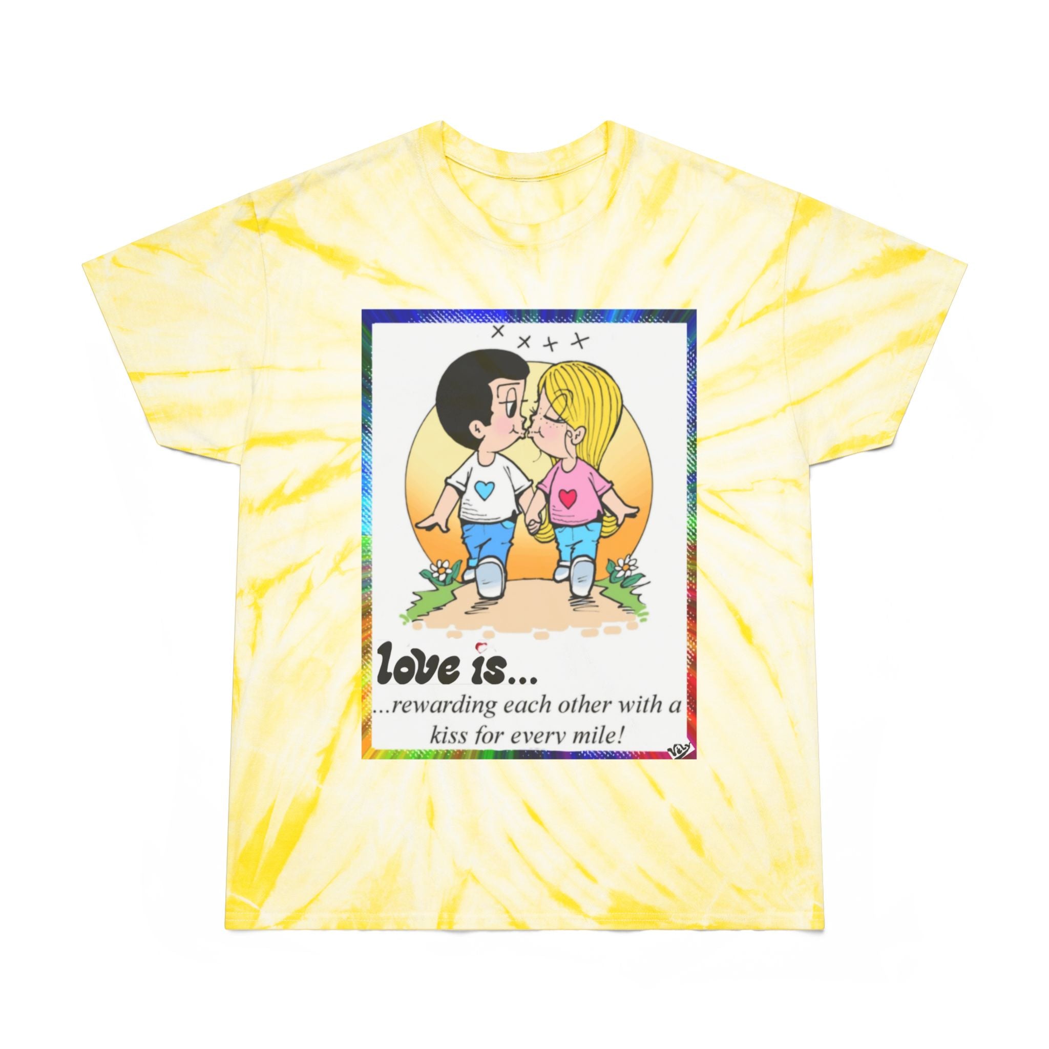 Tie-Dye Tee — "Love Is..." Cartoon Couple Graphic T-Shirt
