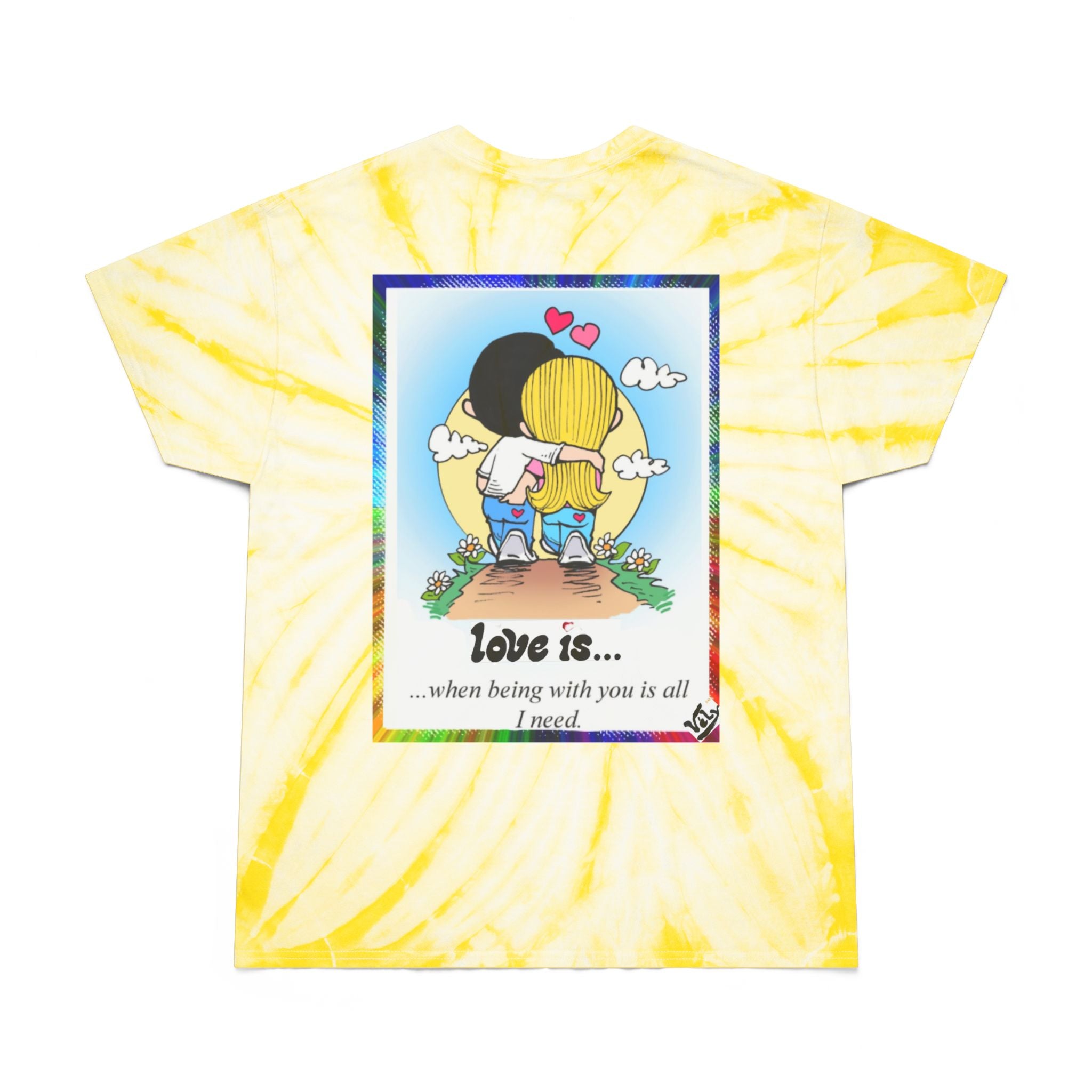 Tie-Dye Tee — "Love Is..." Cartoon Couple Graphic T-Shirt