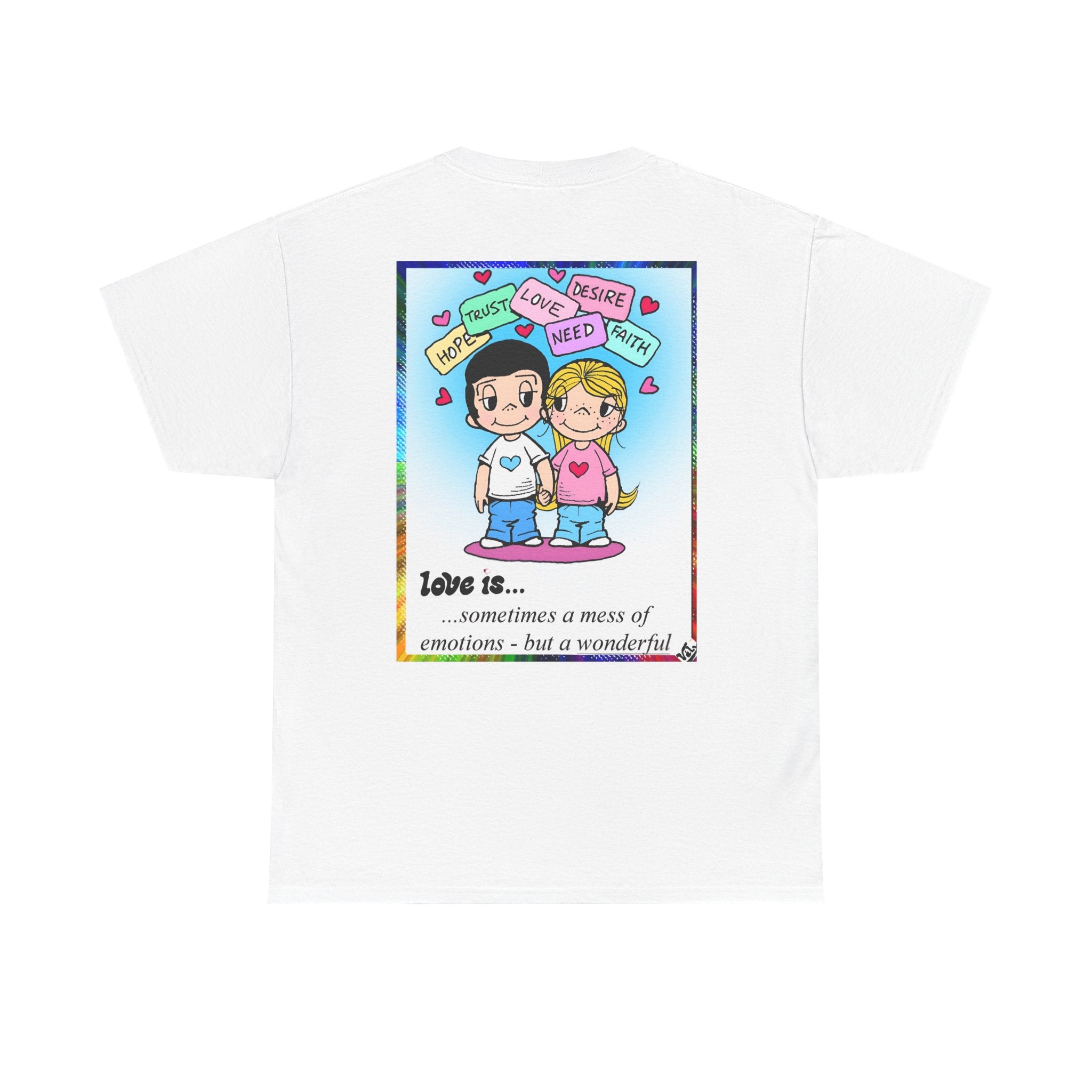 Love Is... Couples Graphic Tee — "Love is..." Romantic Cartoon Shirt for Valentine's Day