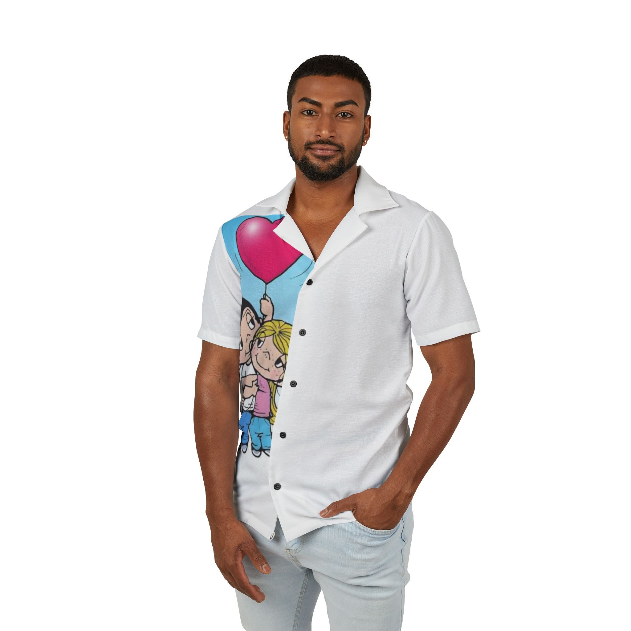 Men's Hawaiian Camp Shirt — Cheerful Floral AOP Gift Tee